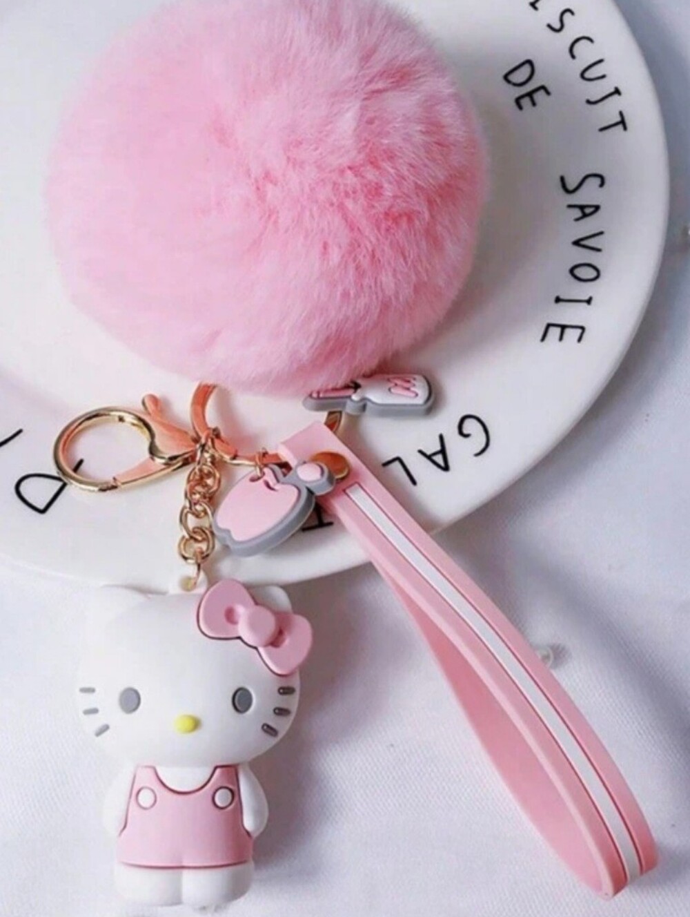 2/$20 Sanrio Hello Kitty Plush Pom Pom Keychain With Strap